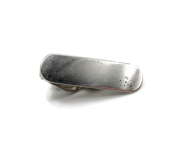 Smooth Finish Rounded Edge Tie Clip Modernist Industrial Silver Tone Tie Bar Men's Jewelry