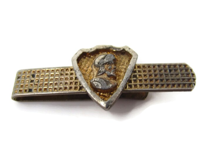 Vintage Tie Clip Tie Bar: Warrior Profile Waffle Texture