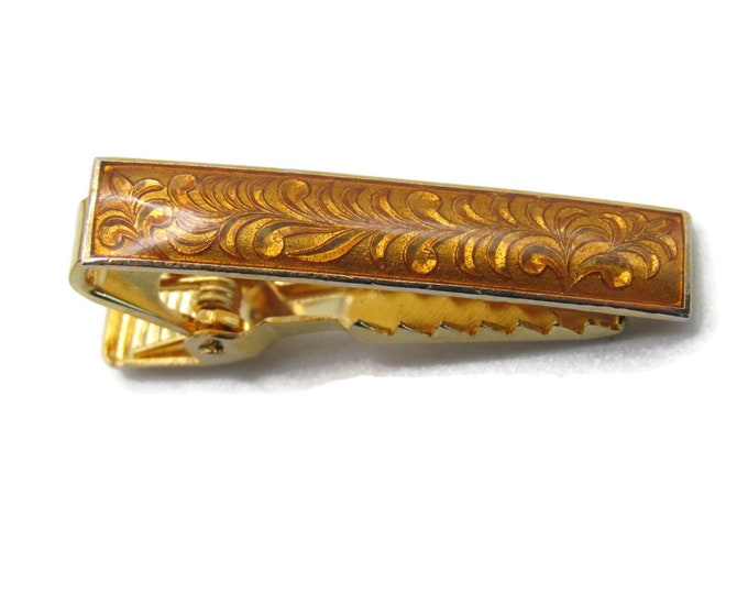 Gold Tone Swirl Design Tie Bar Tie Clip Men's Jewelry Gold Tone