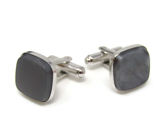 Dark Sheen Cufflinks Silver Tone Vintage Men's Jewelry Beautiful Design