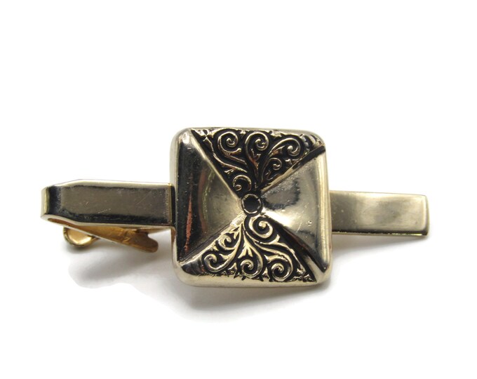 Abstract Patterened Sqaure Gold Tone Classic Design Tie Bar Tie Clip Men's Jewelry
