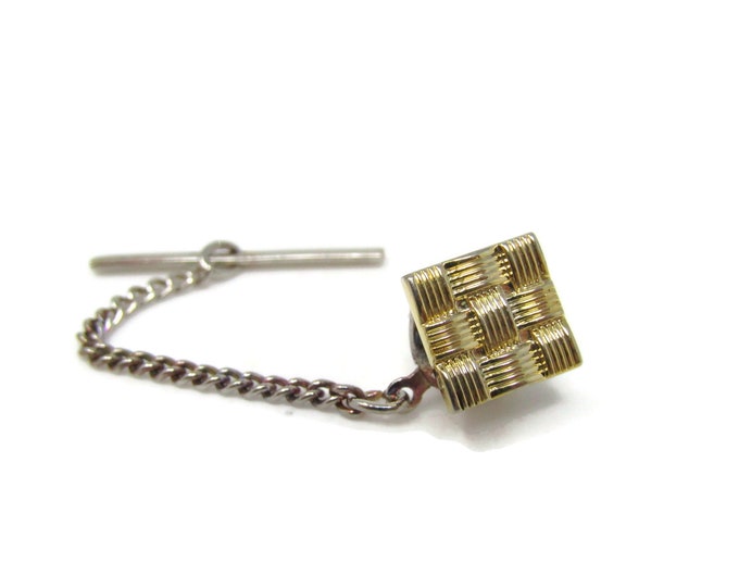 Beautiful Weave Square Tie Tack Pin Vintage Men's Jewelry Nice Design