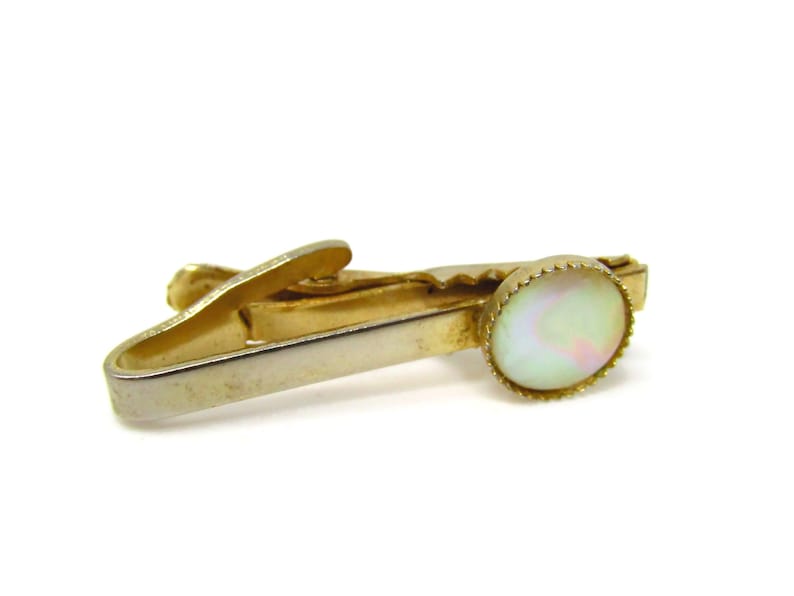 Mother of Pearl Tie Clip Men's Vintage Tie Bar Gold Tone Etsy