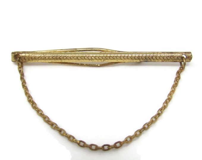 Chain Tie Clip Bar Gold Tone Vintage Men's Jewelry Nice Design