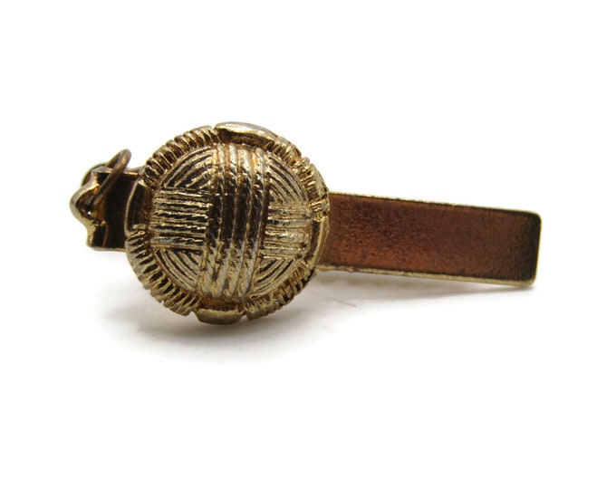 Woven Ball Design Tie Clip Tie Bar Men's Jewelry Gold Tone