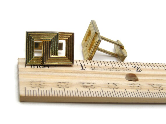 Interlocking Squares Cuff Links Men's Jewelry Gol… - image 4