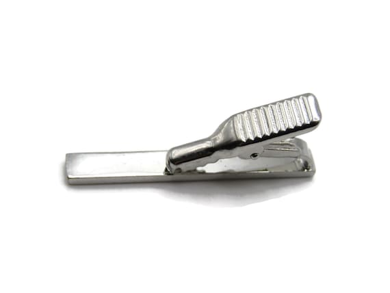 Vintage Etched Silver Tone Tie Clip: Dapper Recta… - image 4