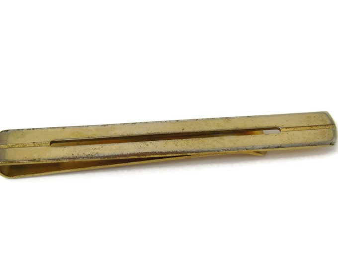 Cool Tie Clip Vintage Mens Tie Bar Open Center Gold Tone Gift for Dad Son Husband Brother