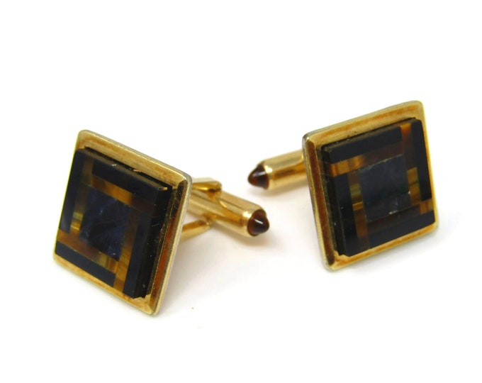 Vintage Cufflinks for Men Interlocking Design Nice Quality Orange Tips