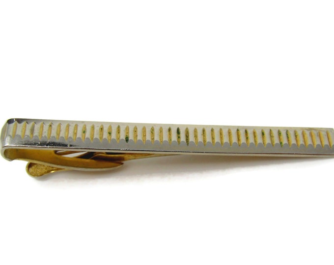 Vertical Ridges Tie Clip Men's Vintage Tie Bar Gold Tone Nice Design