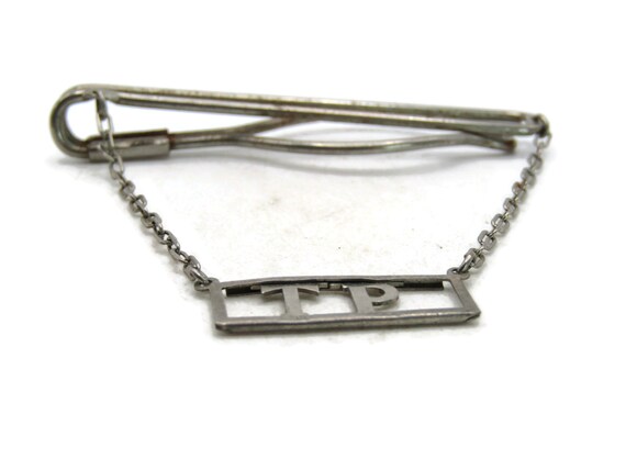 TP Lettered Initial Monogram Tie Bar Silver Tone … - image 2