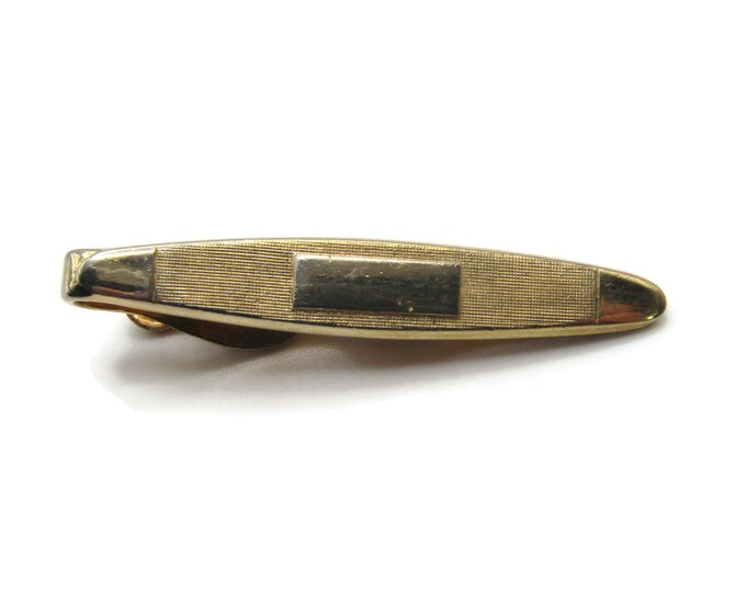 Geometric Oval & Square Pattern Gold Tone Tie Bar Tie Clip Men's Jewelry