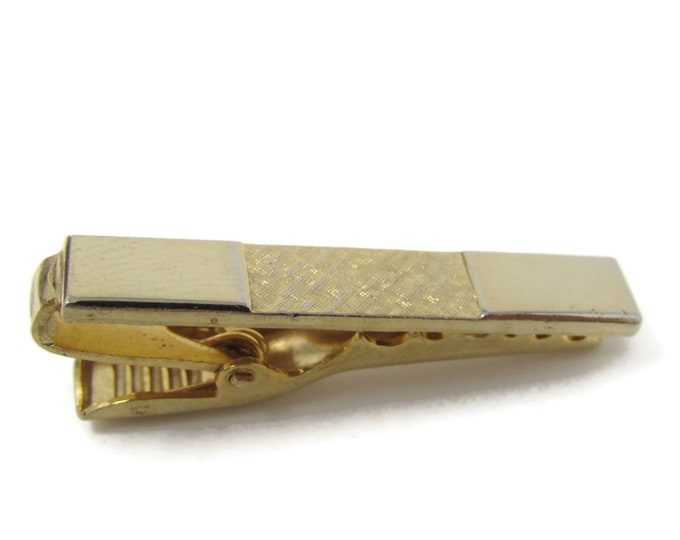 Textured Center Tie Clip Bar Gold Tone Vintage Men's Jewelry Nice Design