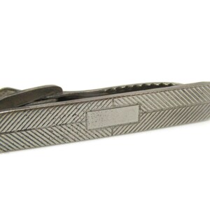 Grooves Diagonal Lines Tie Bar Clip Vintage Silver Tone Stand Out w/ Style Fit In with Class