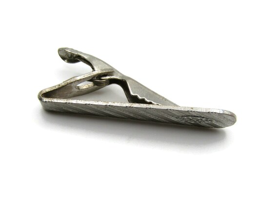 Diagonal Stripe & Leaf Engraved Pattern Silver To… - image 2