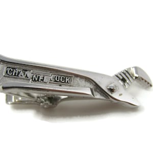 Channel Lock Pliers Tool Tie Bar Clip Silver Tone Vintage Men&#39;s Jewelry Nice Design