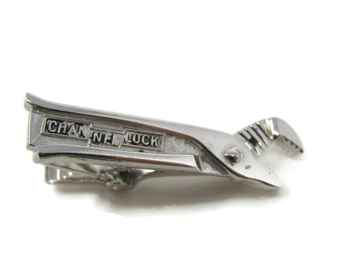 Channel Lock Pliers Tool Tie Bar Clip Silver Tone Vintage Men's Jewelry Nice Design