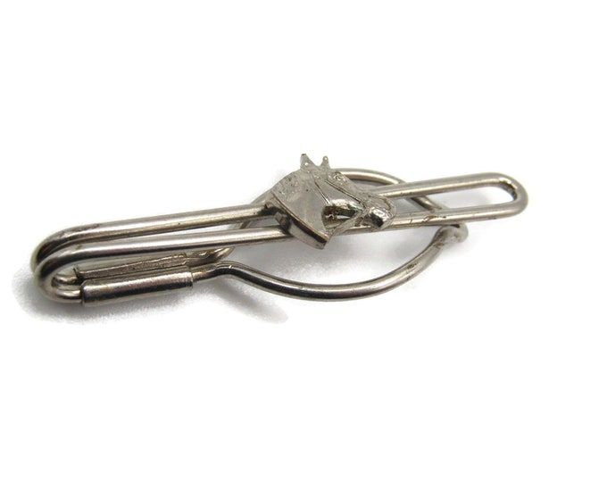 Horse Head Riding Silver Tone Open Body Tie Clip Tie Bar Men's Jewelry