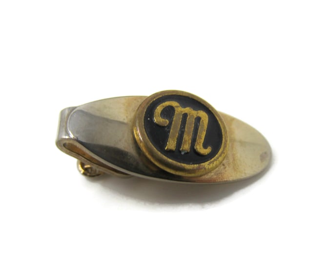 Letter M Initial Tie Clip Tie Bar: Vintage Gold Tone - Stand Out from the Crowd with Class