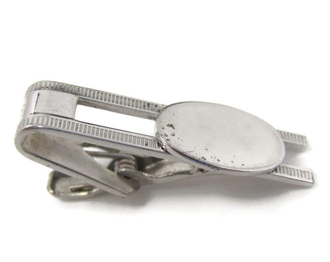 Retro Oval Tie Clip Tie Bar: Vintage Silver Tone - Stand Out from the Crowd with Class