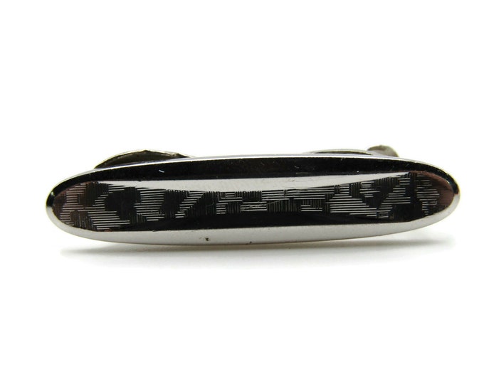 Tapered Edge Textured Inlay Silver Tone Tie Bar Tie Clip Men's Jewelry