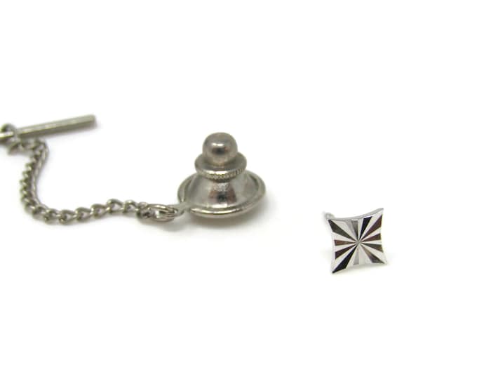 Small Burst Stripes Tie Tack Pin Silver Tone Vintage Men's Jewelry Nice Design
