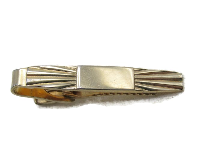 Rectangle Sunburst Tie Clip Tie Bar Men's Jewelry Gold Tone