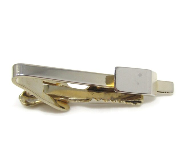 Modernist 3D Shape Tie Clip Bar Gold Tone Vintage Men's Jewelry Nice Design