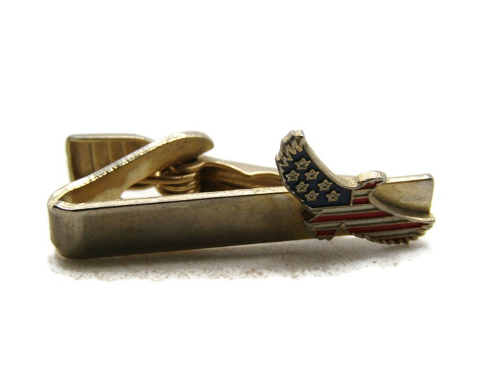 USA Flag Eagle Tie Clip Tie Bar Men's Modern Jewelry Gold Tone