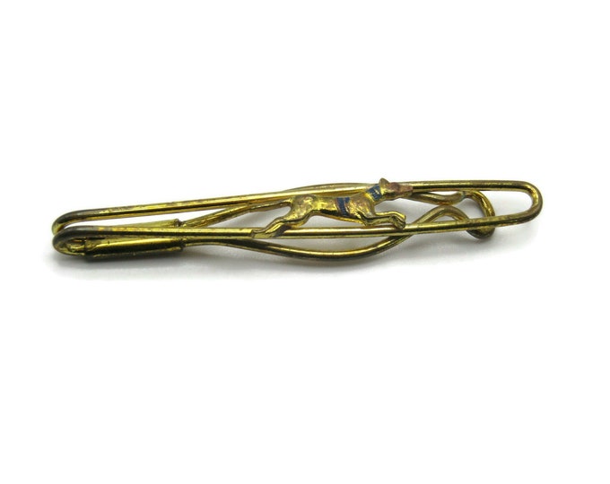 Running Dog Hunter Pointer Dog Open Body Tie Clip Tie Bar Men's Jewelry