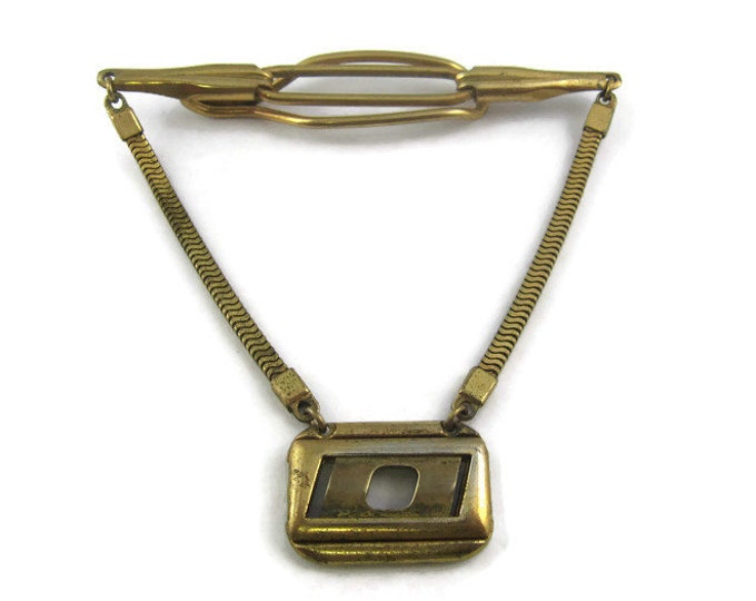Vintage Tie Bar Clip: Letter O "O" Initial Excellent Art Deco Design Gold Tone