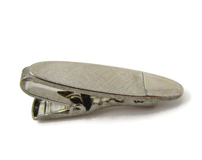 Textured Body Smooth Tip Tie Clip Men's Vintage Tie Bar Silver Tone