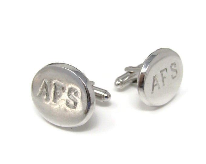 AFS Center Letters Initials Men's Cufflinks: Vintage Silver Tone - Stand Out from the Crowd with Class