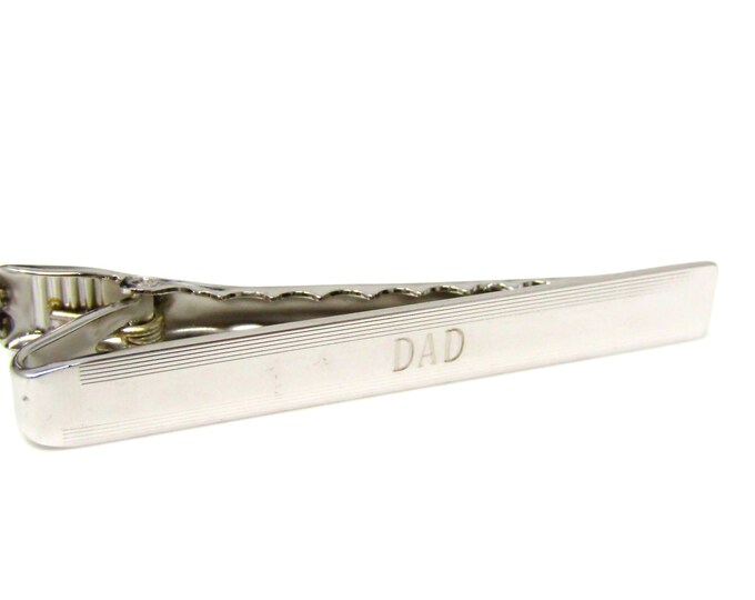 DAD Tie Clip Men's Vintage Tie Bar Classic Father's Day Gift Silver Tone