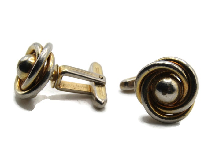 Swirled Wire Ball Center Cuff Links Men's Jewelry Gold Tone