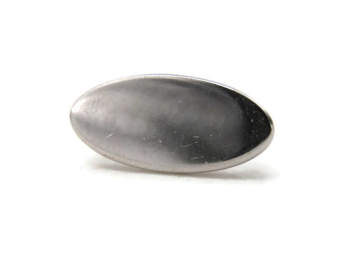Classic Smooth Finish Oval Tie Clip Tie Bar Men's Jewelry Silver Tone