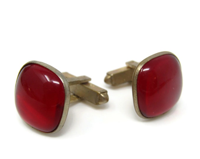 Translucent Red Cufflinks for Men's Vintage Men's Jewelry Nice Design