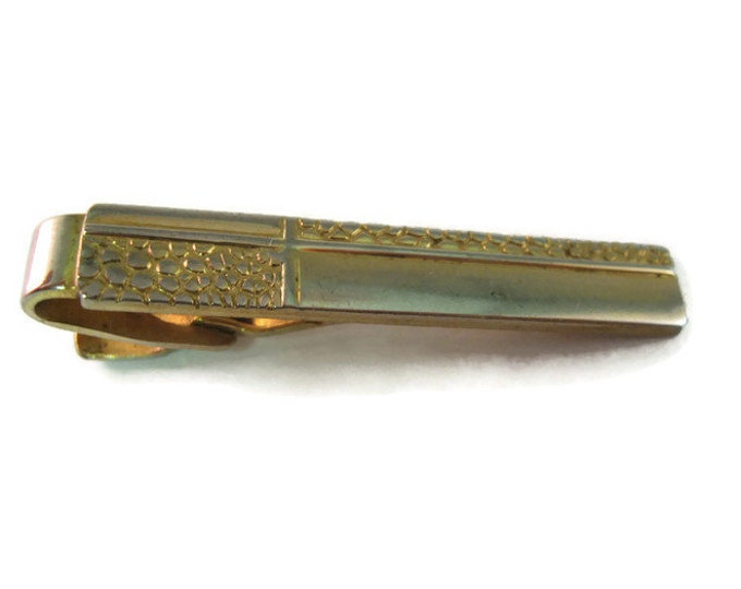 Vintage Men's Tie Bar Clip Jewelry: Bumpy & Smooth Texture Gold Tone