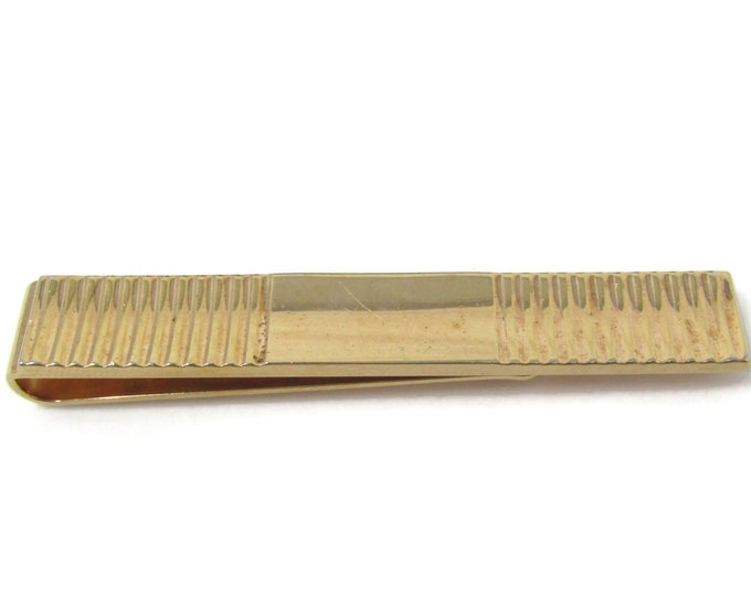 Vertical Ridges Large Tie Clip Tie Bar: Vintage Gold Tone - Stand Out from the Crowd with Class