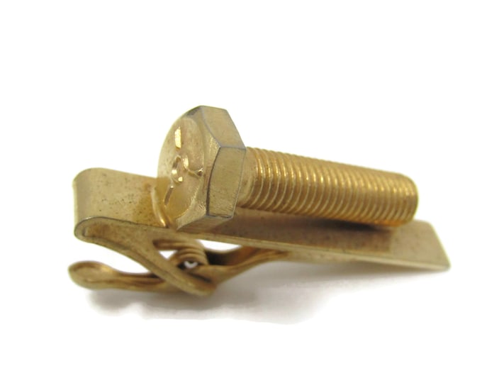 Screw Bolt Tie Clip Tie Bar: Vintage Gold Tone - Stand Out from the Crowd with Class