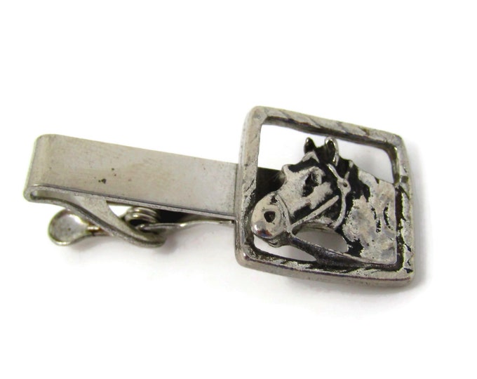 Horse Tie Clip Men's Vintage Silver Tone Great Design