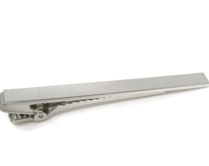 Straight Classic Tie Clip Bar Silver Tone Vintage Men's Jewelry Nice Design