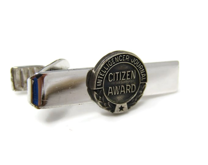 Vintage Tie Bar Clip for Men: Intelligencer Journal Citizen Award Silver Tone