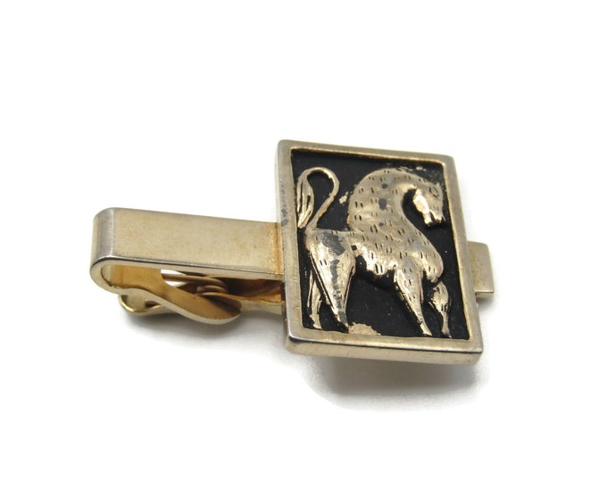 Vintage Style Gold Tone Horse Black Background Tie Clip Tie Bar Men's Jewelry