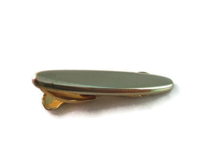 Vintage Men's Tie Bar Clip Jewelry: Rounded Long Oval Design