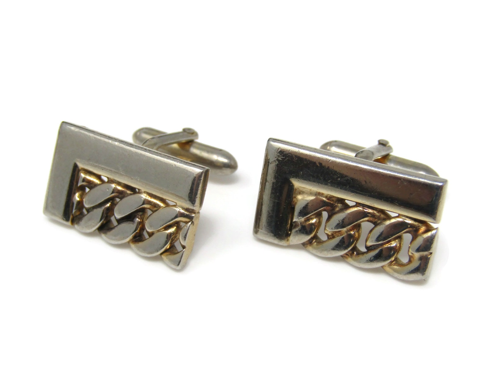 Vintage Cufflinks for Men Chain Link Design Gold Tone Etsy
