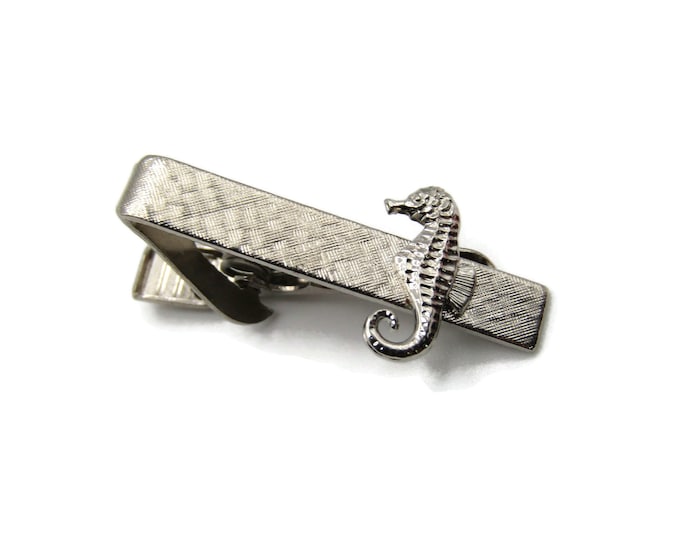 Seahorse Ocean Textured Background Silver Tone Tie Bar Tie Clip Men's Jewelry