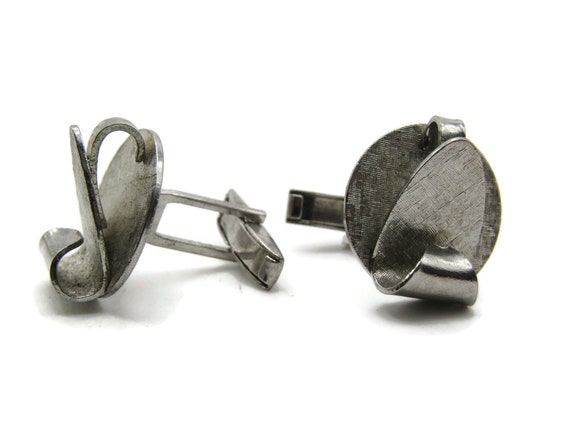 Circle And Folded Leaf Shape Cuff Links Men's Jew… - image 1