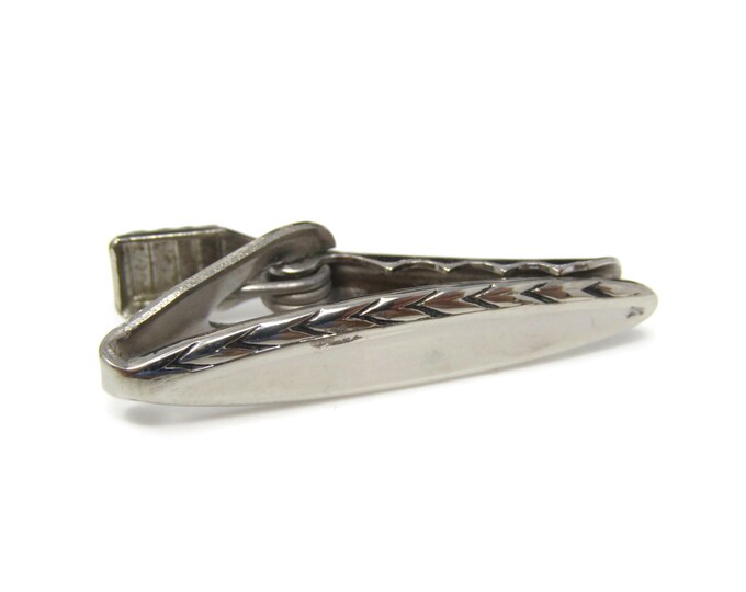 Rounded Interesting Top Border Tie Clip Tie Bar: Vintage Silver Tone - Stand Out from the Crowd with Class