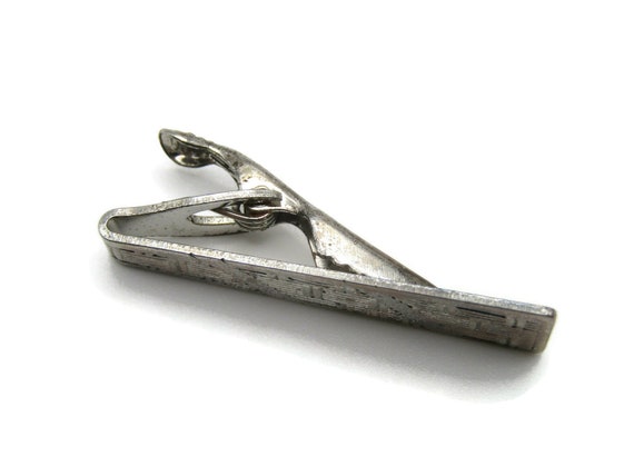 Line & Square Patterned Silver Tone Vintage Tie B… - image 3